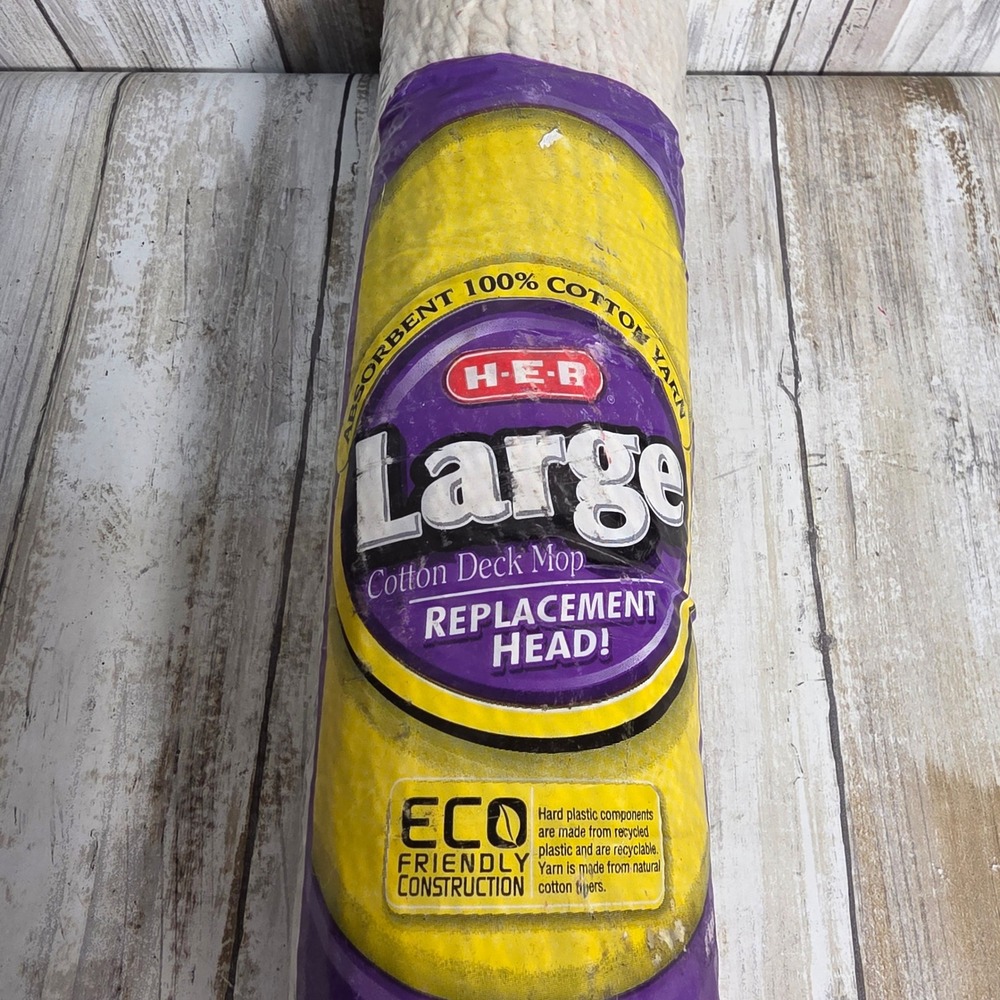 HEB Large Cotton Deck Mop Replacement Head 100% Cotton Yarn Eco Friendly White